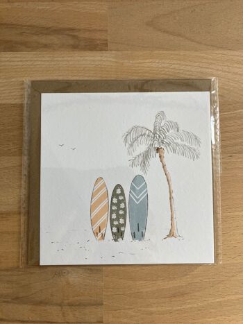 Carte postale Surf + Enveloppe, Bonnes vacances, souvenir de vacances, décoration, bisous, à bientôt...etc 6