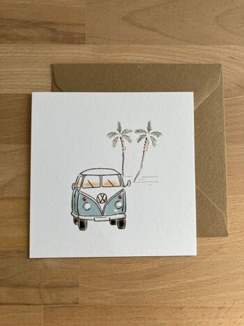 Carte postale Van VW + enveloppe, souvenir de vacances, Bonnes vacances, décoration, Bisous, A bientôt...Etc 3