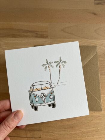 Carte postale Van VW + enveloppe, souvenir de vacances, Bonnes vacances, décoration, Bisous, A bientôt...Etc 5