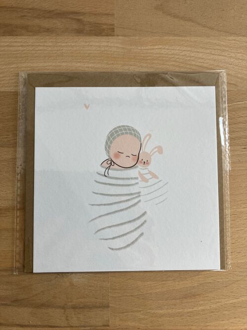 Carte Naissance Bébé + enveloppe. Félicitations, ou décoration chambre bébé