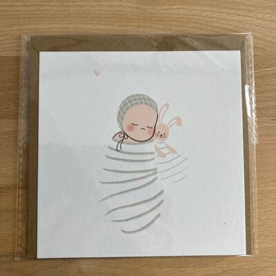 Tarjeta de Nacimiento Bebé + sobre. Felicitaciones o decoración de la habitación del bebé.