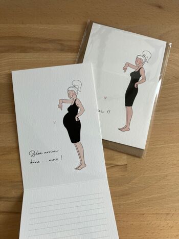 Carte Annonce Grossesse + enveloppe, Surprise, j'attends un bébé. 10,5 x 15cm. 1