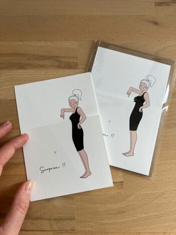 Carte Annonce Grossesse + enveloppe, Surprise, j'attends un bébé. 10,5 x 15cm. 4