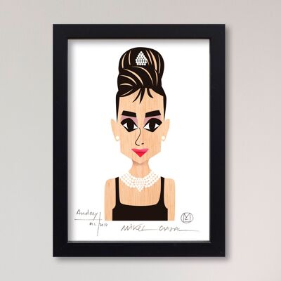 Illustration "Audrey Hepburn" von Mikel Casal. A5 Reproduktion signiert