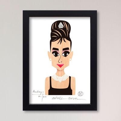 Illustration "Audrey Hepburn" by Mikel Casal. A5 reproduction signed