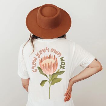 T-Shirt Fleur COTON BIOLOGIQUE Protea « Grow your own way » - Cadeau Chemise de motivation Cottagecore 5