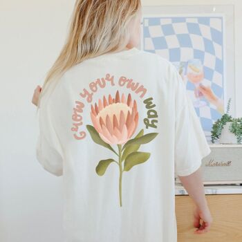 T-Shirt Fleur COTON BIOLOGIQUE Protea « Grow your own way » - Cadeau Chemise de motivation Cottagecore 8