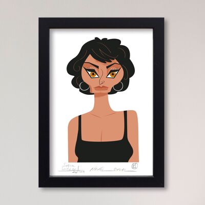 Illustration "Sofia Loren" par Mikel Casal. Reproduction A5 signée