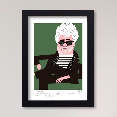 Illustration "Pedro Almodovar" de Mikel Casal. Reproduction A5 signée