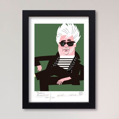 Illustration "Pedro Almodovar" by Mikel Casal. A5 reproduction signed