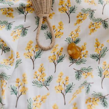 Couverture d'emmaillotage en mousseline pour bébé - Fleurs Mimosa 5
