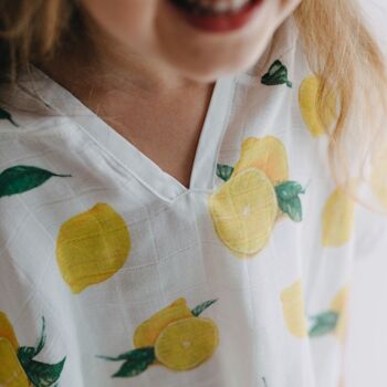 Serviette de bain de plage pour bébé Poncho à capuche en mousseline - Citron 4