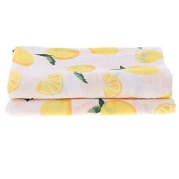 Chiffons à rots carrés en mousseline pour bébé - Lot de 3 - Citron 2