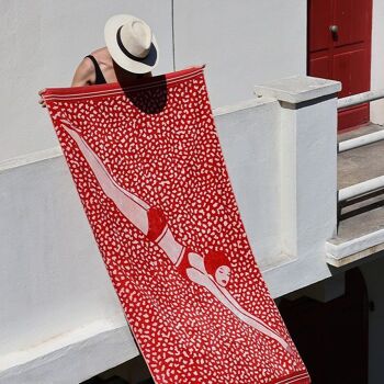 Drap de plage Baigneuse Rouge 2