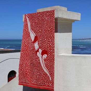 Drap de plage Baigneuse Rouge 4