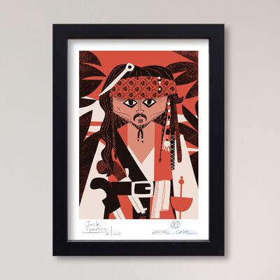 Illustration "Jack Sparrow" by Mikel Casal. A5 reproduction signed