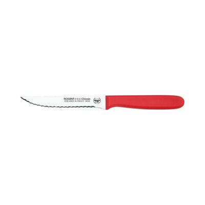 Cuchillo para Carne - Hoja dentada de doble punta de 11 cm - Cereza - Con protección | Polipropileno clásico | NOGENTE ***