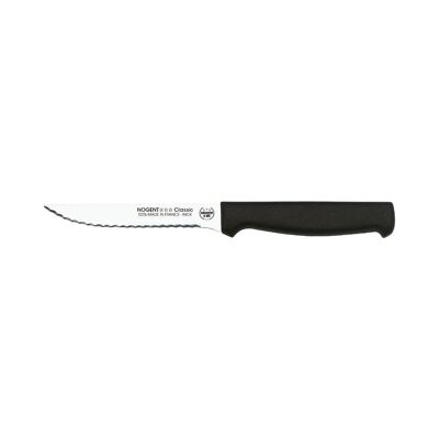 Super-Steakmesser – 11 cm doppelspitzige gekerbte Klinge – Schwarz – mit Schutz | Klassisches Polypro | NOGENT ***