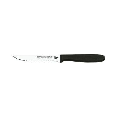 Steakmesser – 11 cm doppelspitzige, gekerbte Klinge – Schwarz – Mit Schutz | Klassisches Polypro | NOGENT ***