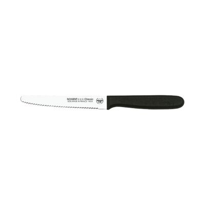 Cuchillo de Mesa Redondo - Hoja con Muesca de 11 cm y 3mm - Negro - Con Protección | Polipropileno clásico | NOGENTE ***