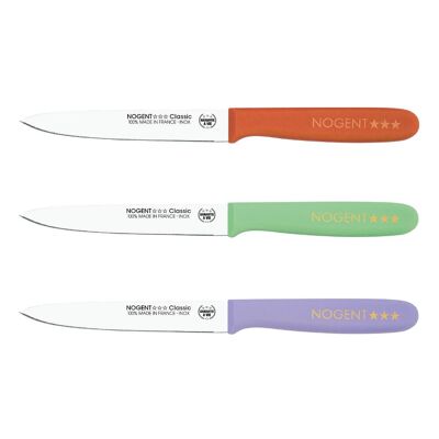 Cuchillo para tomates - Hoja con muescas de 11 cm y 1 mm - Variado: salvia, lavanda, terracota - Con protección | Polipropileno clásico | NOGENTE ***