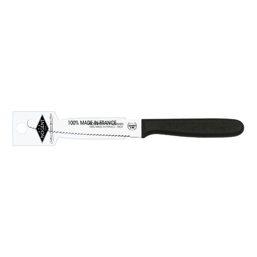 Couteau de Table Rond - 11 cm Lame Crantée 3mm - Noir - Avec Étui Brochable | Classic Polypro | NOGENT ***