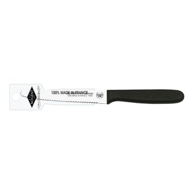 Cuchillo de mesa redondo - Hoja con muesca de 11 cm y 3 mm - Negro - Con estuche con clip | Polipropileno clásico | NOGENTE ***