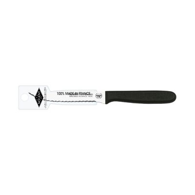 Cuchillo para carne - Hoja puntiaguda de doble muesca de 11 cm - Negro - Con funda con clip | Polipropileno clásico | NOGENTE ***