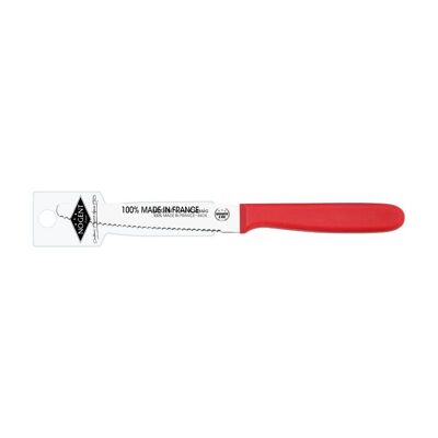 Cuchillo de mesa redondo - Hoja con muesca de 11 cm y 3 mm - Cereza - Con estuche con clip | Polipropileno clásico | NOGENTE ***