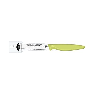 Cuchillo de mesa redondo - Hoja con muesca de 3 mm y 11 cm - Verde - Con estuche con clip | Clásico Pro de origen orgánico | NOGENTE ***