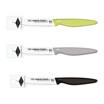 Cuchillo para carne - Hoja puntiaguda de doble muesca de 11 cm - Variado: verde, gris, negro - Con funda con clip | Clásico Pro de origen orgánico | NOGENTE ***