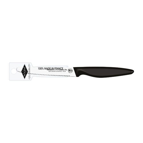 Couteau de Table Rond - 11 cm Lame Crantée 3mm - Noir - Avec Étui Brochable | Classic Pro Bio Sourcé | NOGENT ***