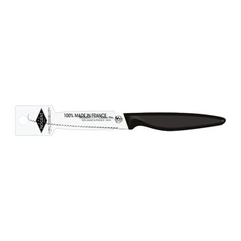 Couteau de Table Rond - 11 cm Lame Crantée 3mm - Noir - Avec Étui Brochable | Classic Pro Bio Sourcé | NOGENT *** 1