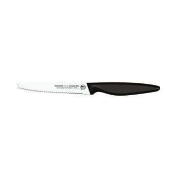 Couteau de Table Rond - 11 cm Lame Crantée 3mm - Noir - Avec Étui Brochable | Classic Pro Bio Sourcé | NOGENT *** 2