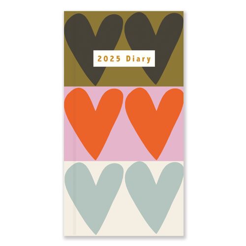 2025 Caroline Gardner Hearts & Mixed Prints Slim Diary