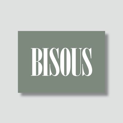 Carte "Classique ou presque" : Bisous vert de gris (avec enveloppe)