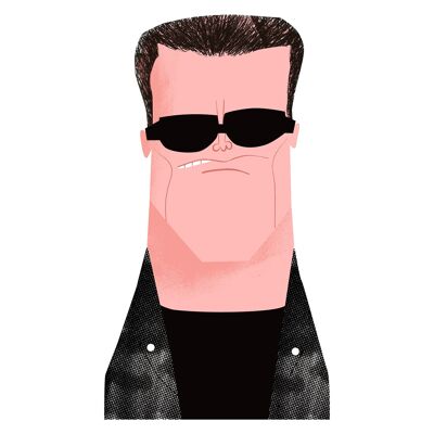 Ilustración "Arnold Schwarzenegger" de Mikel Casal. Reproducción A5 firmada