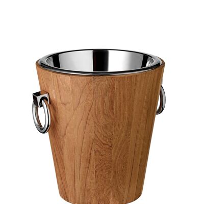 Cave à vin St. Bois de teck Tropez (hauteur 32 cm, Ø 26 cm), teck recyclé, acier inoxydable