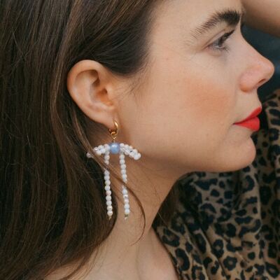 Statement bow earrings crystal, Coquette earrings