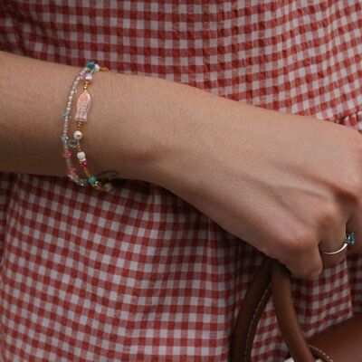 Bracelet perlé d’été mignon, bracelet coloré pour elle