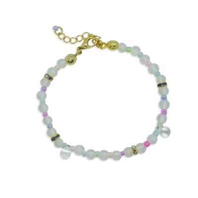 White beaded bracelet cute, Summer jewelry for her