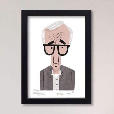 Illustration "Woody Allen" par Mikel Casal. Reproduction A5 signée
