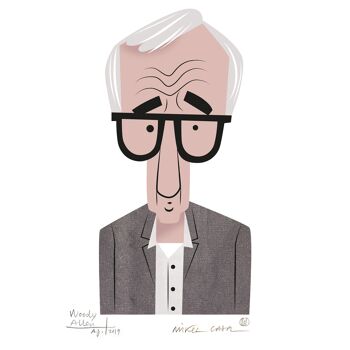 Illustration "Woody Allen" par Mikel Casal. Reproduction A5 signée 2