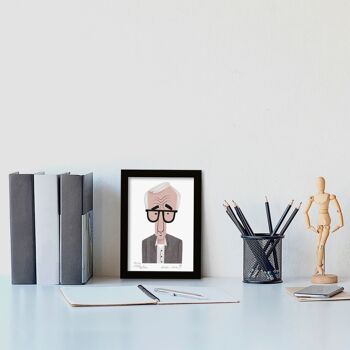 Illustration "Woody Allen" par Mikel Casal. Reproduction A5 signée 4