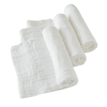 Chiffons carrés en mousseline pour bébé - Lot de 3 - Blanc pur 2