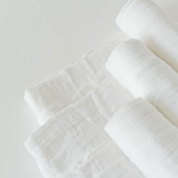 Chiffons carrés en mousseline pour bébé - Lot de 3 - Blanc pur 4