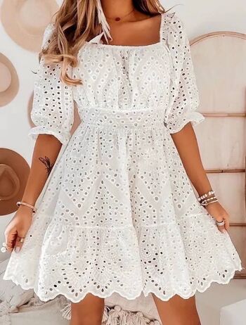 Robe courte dentelle en coton - 2332 2