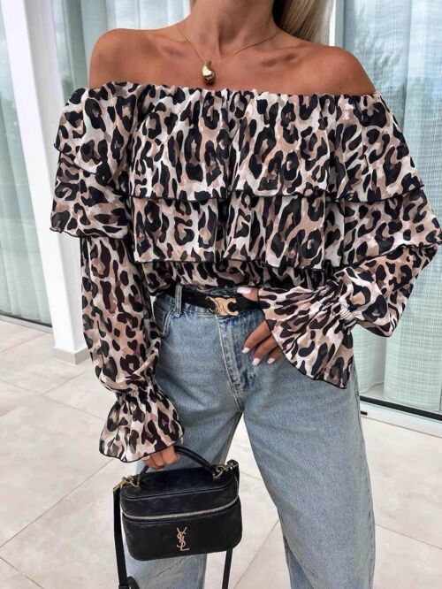 Top blouse imprimée léopard - 6978