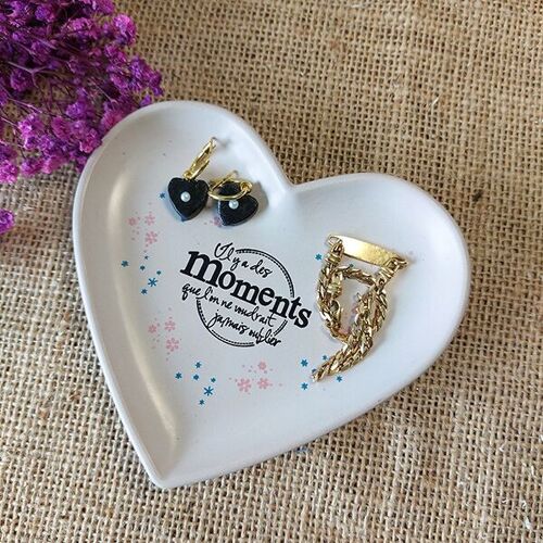 Coupelle vide poche en forme de Coeur couleur Chocolat "Moments Inoubliables" - Heart shaped decorative tray