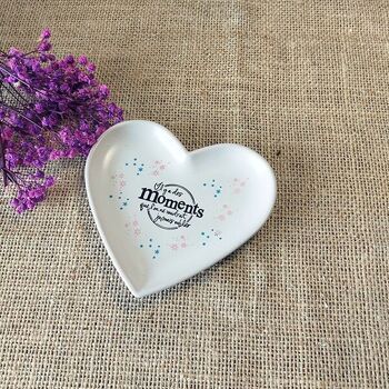 Coupelle vide poche en forme de Coeur couleur Chocolat "Moments Inoubliables" - Heart shaped decorative tray 2
